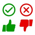 Up and down index finger with check mark and cross - for stock